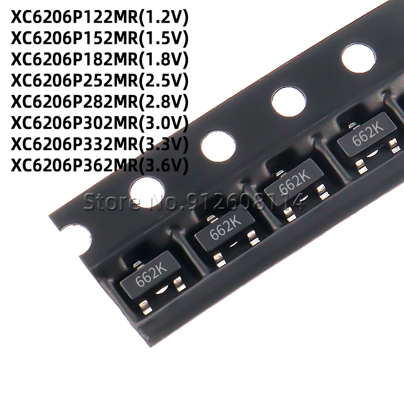 50PCS XC6206P332MR 662K 3.3V SOT-23 XC6206P302MR 65Z* XC6206P362MR 665K 65XB 65K5 65T5 54FK SOT23 SMD Voltage Regulator Chip