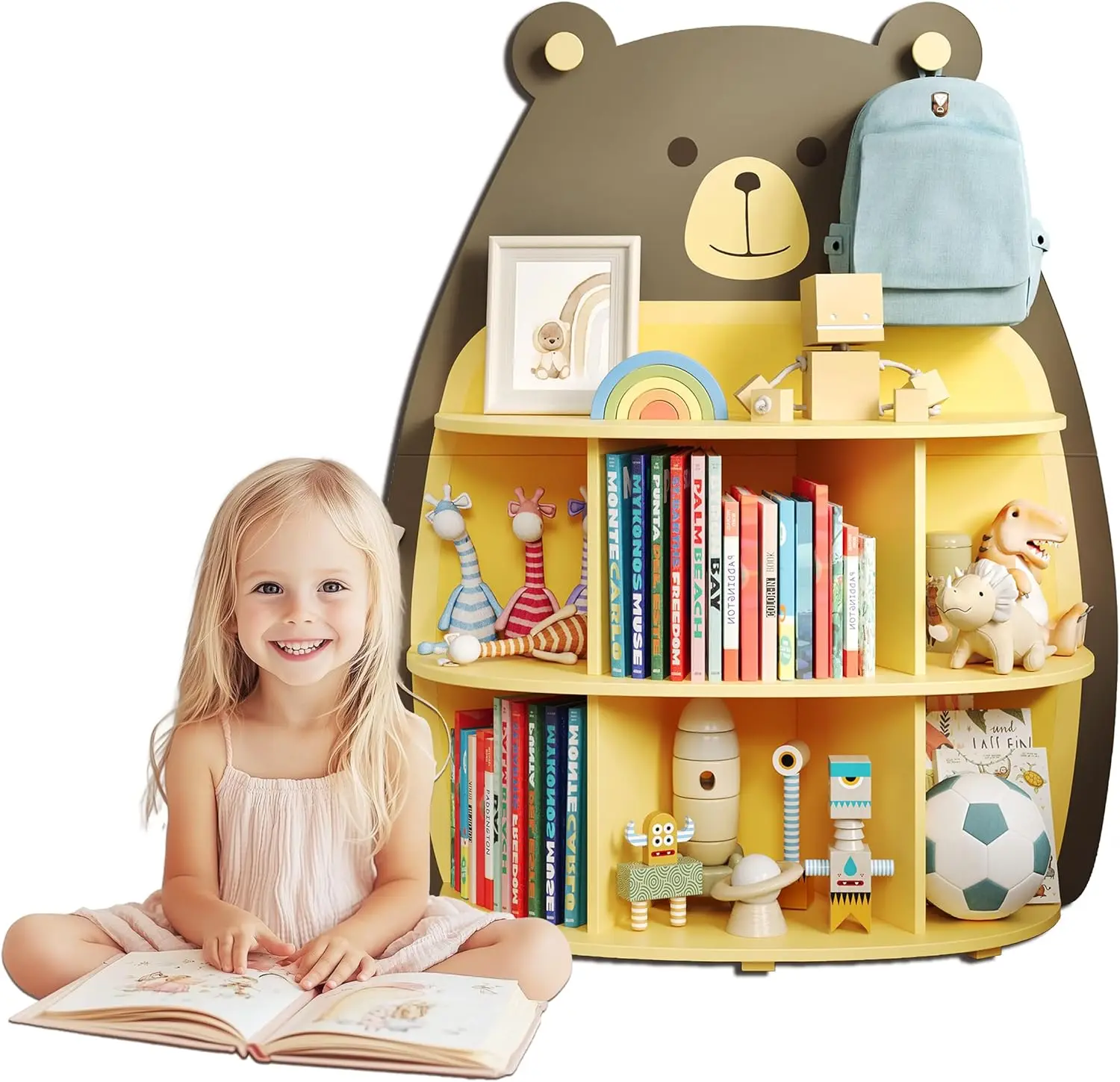 Wood Kids Bookcases and Toy Storage, Unique & Adorable Bookshelf for Kids Room and Reading Corner,Creativity Kids Cabinets