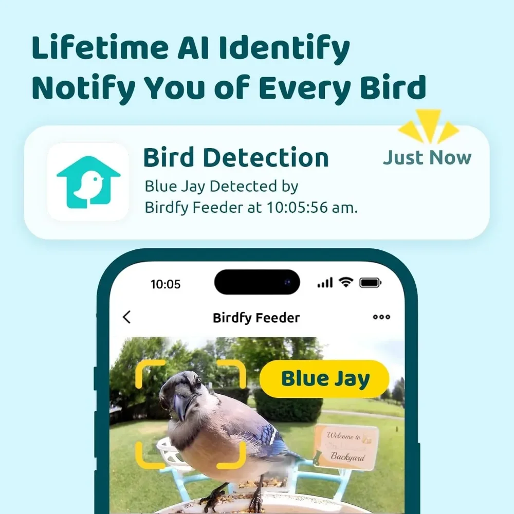 AI Smart Bird Feeder with Camera, Lifetime AI Auto Capture Each Bird Come & Identify 6000+ Bird Species, Cloud Store