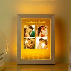 Personalized Lovers Photo Frame Night--Light Custom Photos Acrylic LED Lamp USB Powered Couple Anniversary Valentine's Day Gifts