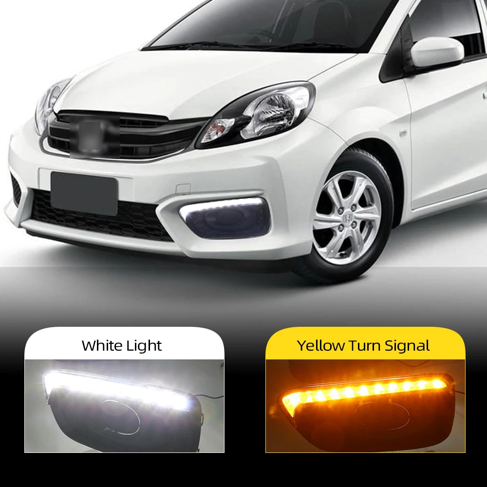 

2Pcs DRL Car 12V LED Daytime Running Light Fog Lamp cover daylight Waterproof ABS For Honda Brio 2016 2017