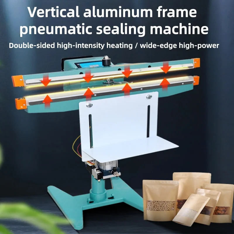 Machine de thermoscellage verticale pneumatique à pédale, écran tactile numérique, contrôle de température constant, scelleuse de sachets en plastique à commande pneumatique