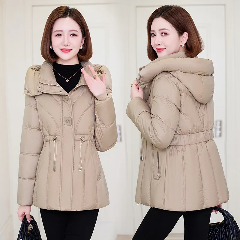 Novo inverno algodão-acolchoado casaco feminino parkas longo mãe embalado cintura moda para baixo jaqueta de algodão médio idosos overwear senhoras