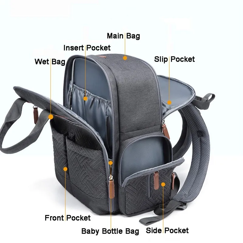 Diaper Bag Backpack Baby Essentials Travel Bag Multifunctional Waterproof Diaper Bag Baby Carrier and Pacifier Case