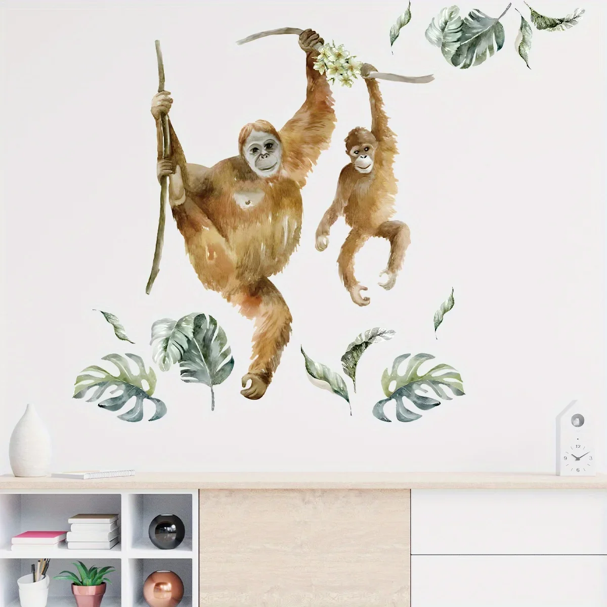 1Pc Watercolor Simulation Monkey Animal Furniture Wall Stickers Kids Room Decor for Bedroom Decoration Living Room Wall Decals