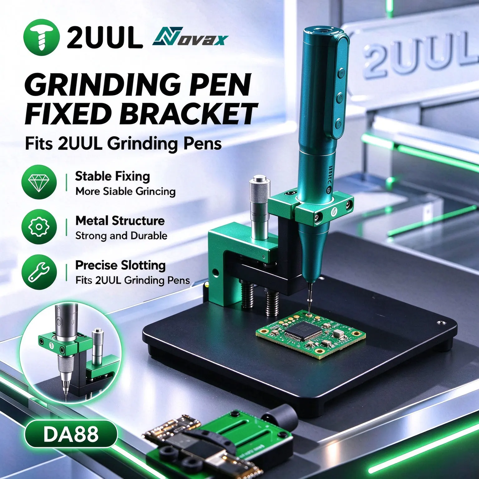 2UUL DA88 Grinding Pen Fixed Bracket, Suitable for 2UUL Grinding Pen, Mobile Phone PCB Motherboard IC Chip Repair Polishing Tool
