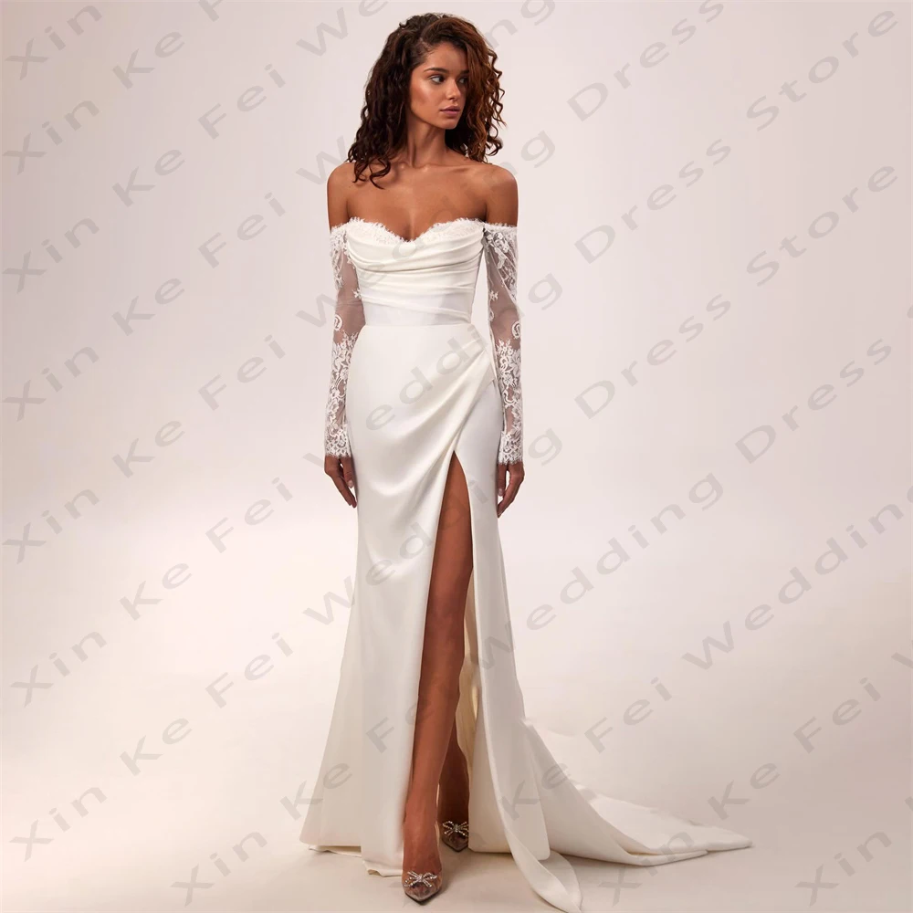 2024 Elegant Women's Bridal Gowns Sexy Off Shoulder Mermaid Sexy Side Split Princess Wedding Dresses Formal Beach Party Dress De