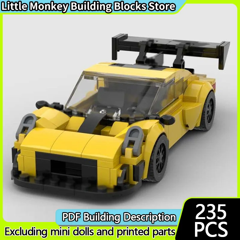 

Модель скоростного гоночного автомобиля MOC, строительные кирпичи GT3, желтый гоночный автомобиль, модульная технология, детские праздничные подарки, сборка игрушек, костюм