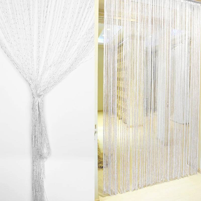 

Flash Silver Wire Curtain 1*2m Door Curtain Metre Hanging Curtain With Silver Wire Encrypted Living Room Partition Decoration