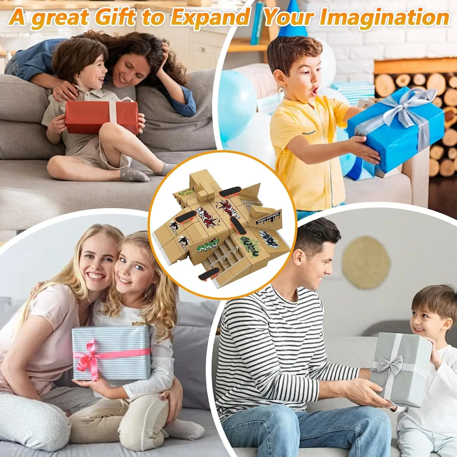 Fingerboard Skateboards Fingertip Sports Toy Park Ramp Railings Slope Model Scene Finger Skateboard Trainting Adult Toy Gift