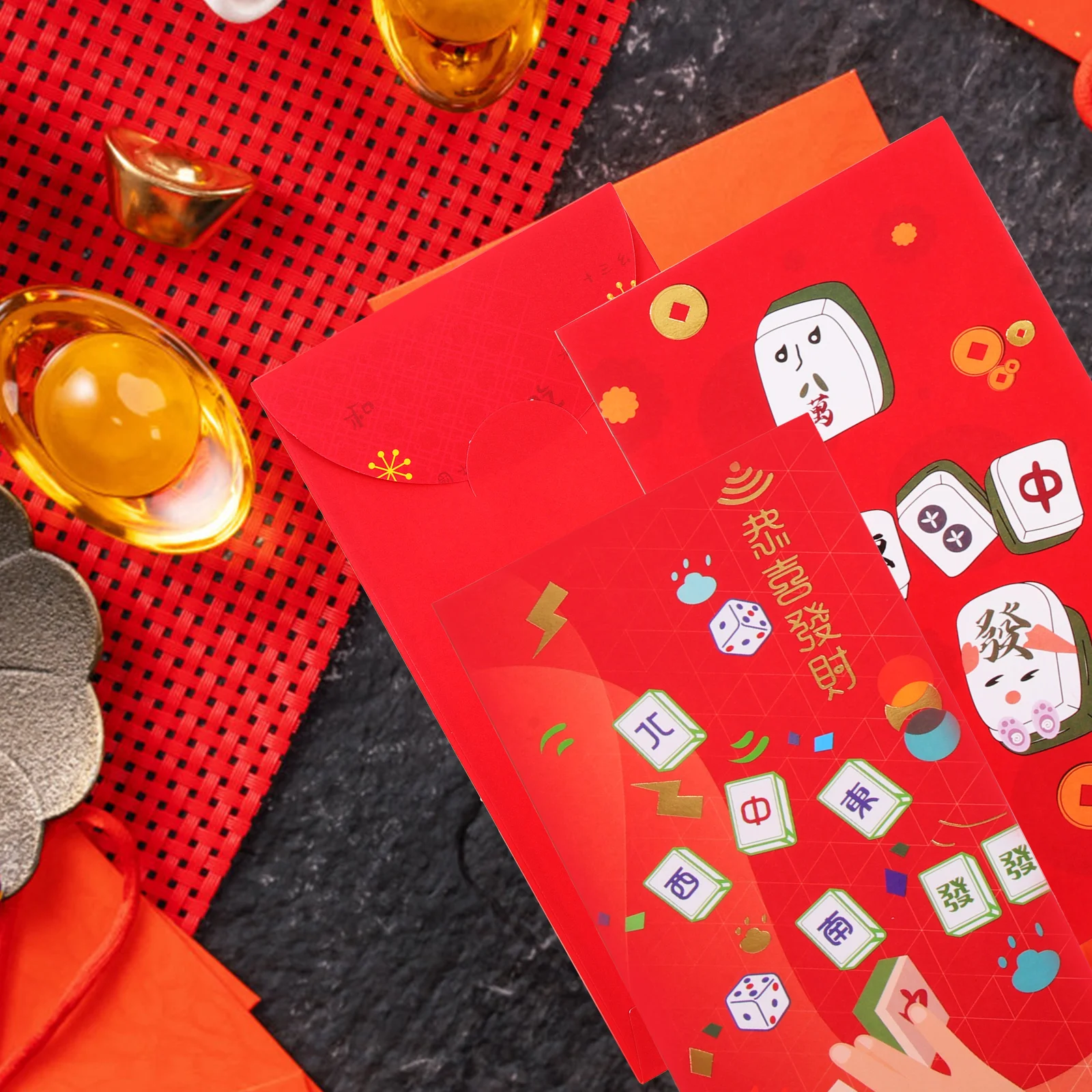 

18pcs Mahjong Red Envelopes Thick Paper Lucky Money Bags Chinese Hongbao New Year Gifts Celebrations Prosperity