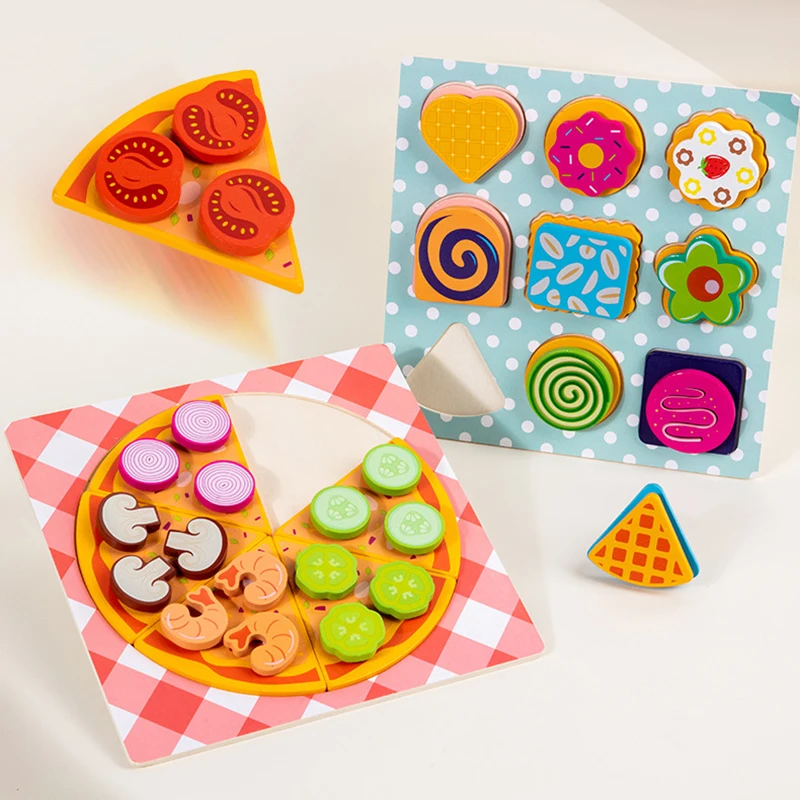 Children Simulation Food Kitchen Toy Pizza Cookies Pretend Play Jigsaw Puzzle Game Educational Learning Toys For Kids Girls Gift