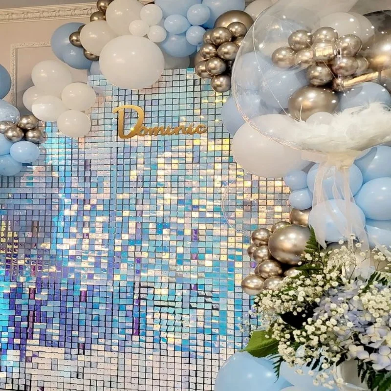

12/16/18pcs Shimmer Square Wall Backdrop for Centerpieces Wedding Birthday Party Decor Anniversary Christmas Home Decoration