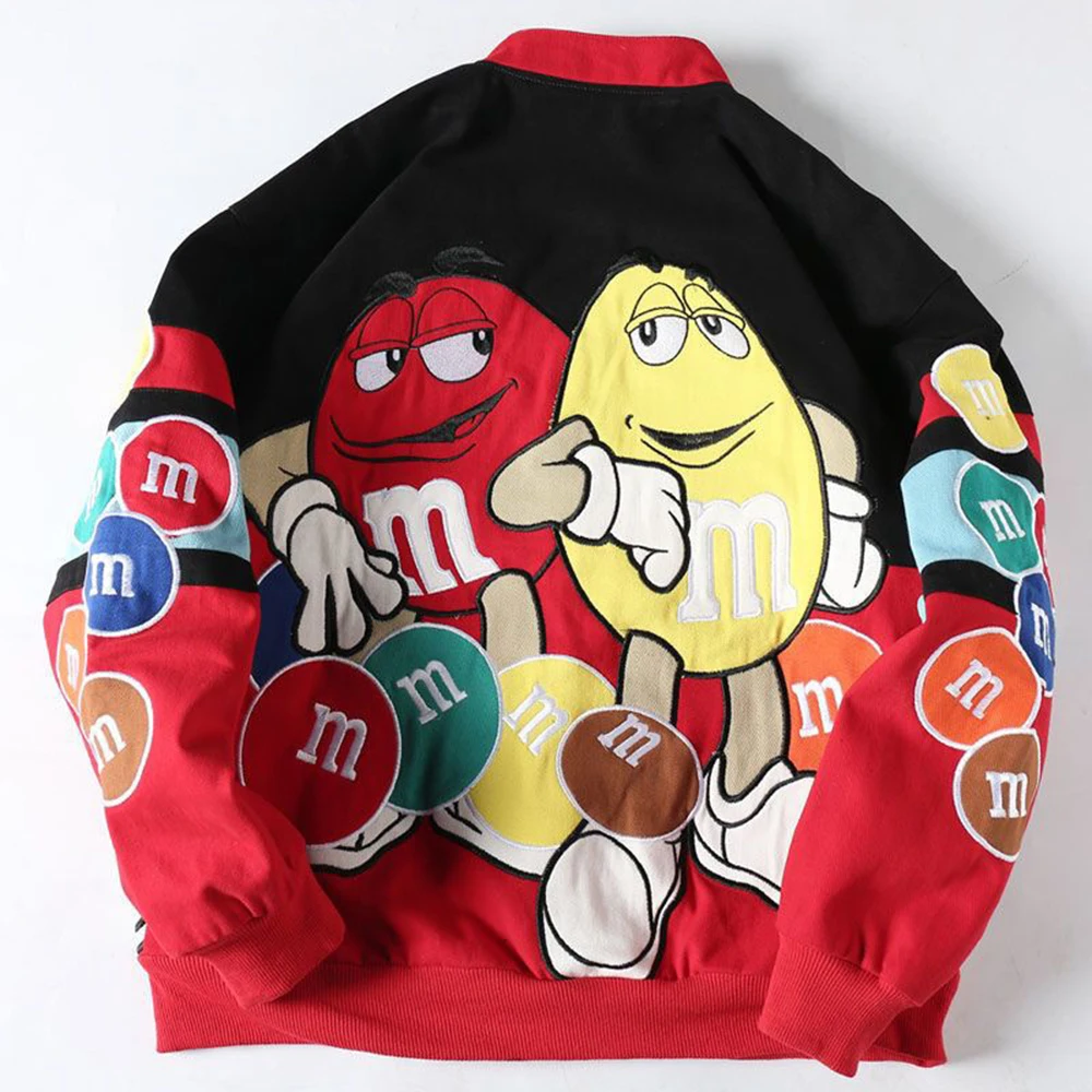 Autumn And Winter American Trendy Couple Wear Hip-Hop Embroidered Jacket Loose Stand-Up Collar Baseball Uniform Casual Jacket