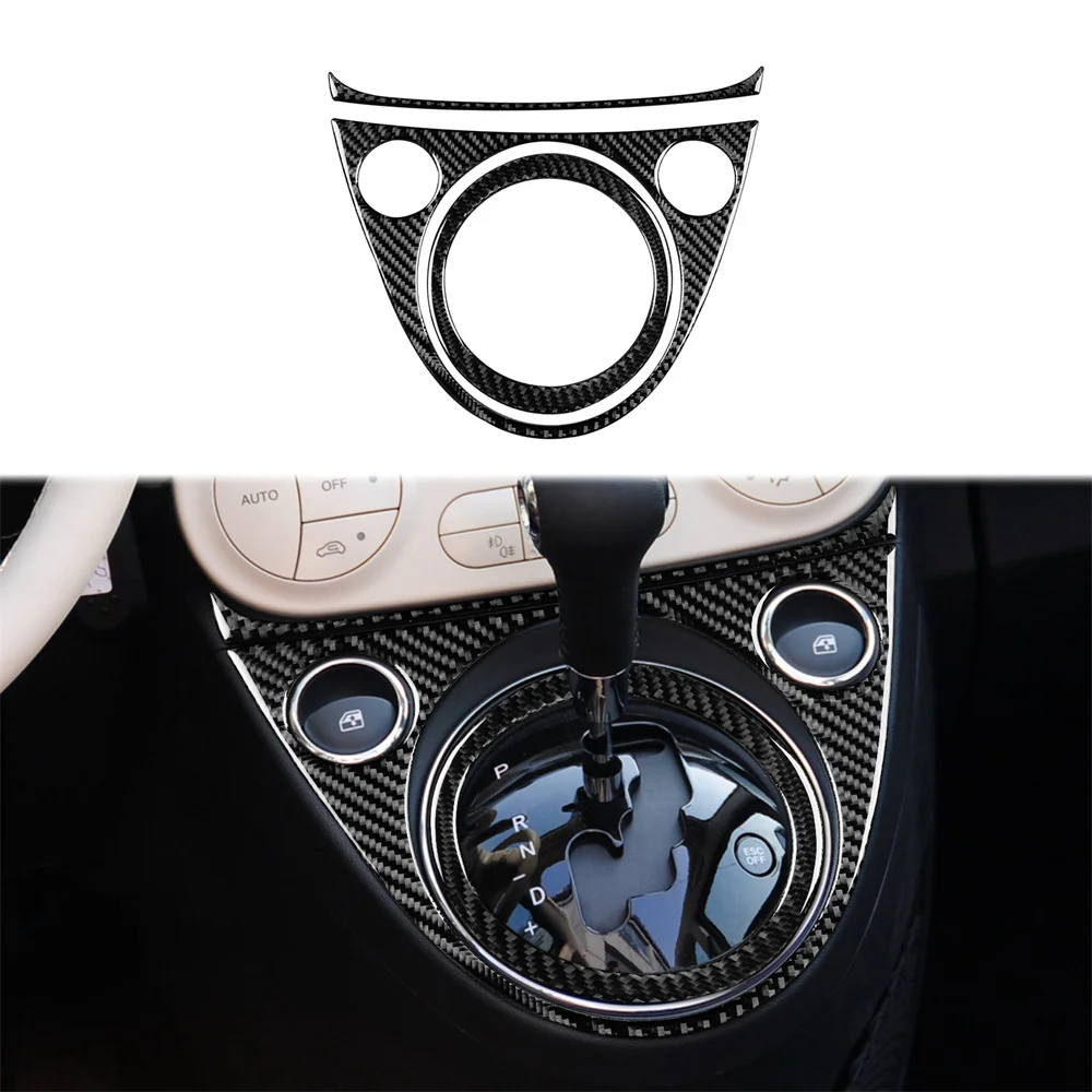 

3PCS Carbon Fiber Decorative Stickers For Fiat 500 12-15 Gear Panel Hard UV Protection Transparent Protective Coating Sticker