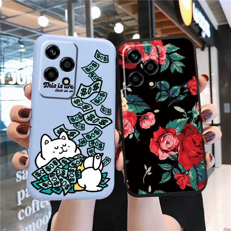 Cartoon Rabbit Marble Flowers Rose Phone Cases For Honor 200 Lite 200 Pro Fundas Silicone Protective Shockproof Printed Cover