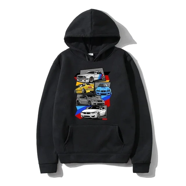 Hoodie Fashion Pria Grafis Initial D Klasik E30 E46 E92 F80 M3 E36 Unisex Hip Hop Pullover Sweatshirt Grafis Mobil