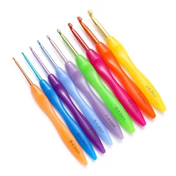 Candy Color Crochet Hooks Kit Handmade Sweater diy Knitting Tools Aluminum Oxide Non-Slip Plastic Handle Crochet Needle 9Pcs/Set