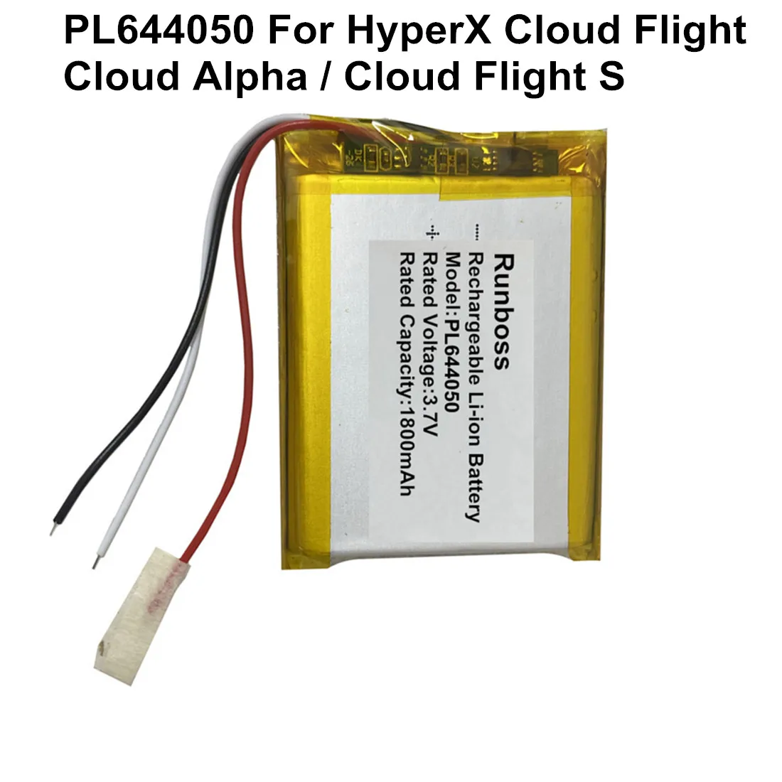 Wireless Headset Battery 3.7V/1800mAh PL644050 for HyperX Cloud Flight, Cloud Alpha, Cloud Flight S