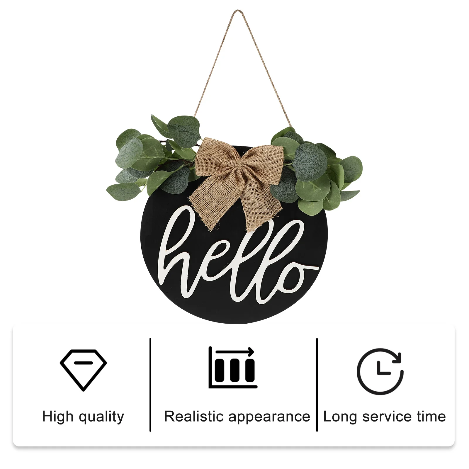 

Hello Board Hanging Decor Wooden Door Tag Pendant with Delicate Design for Shop Entrance Ornament Retro Welcome Sign