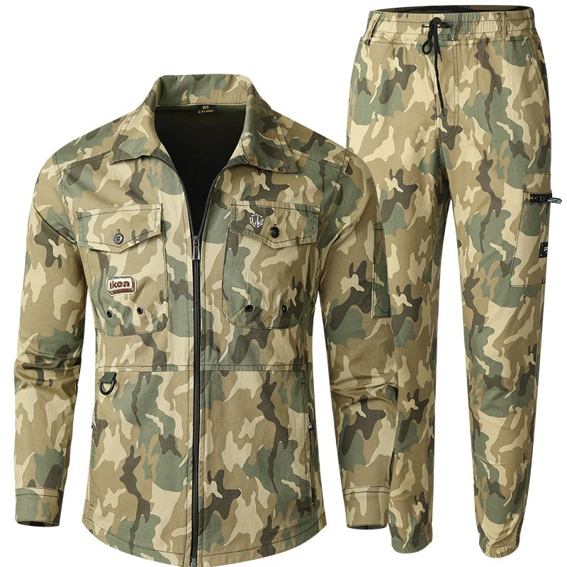 

Summer Pure Cotton Elastic Work Suit Long Sleeved Men's Camouflage Suit Anti Scald Electric Welder Lightweight And Breathable