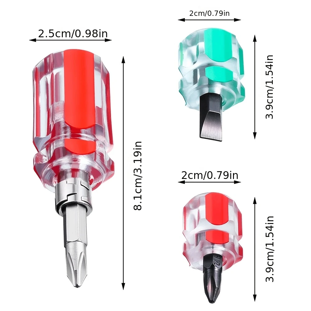 3pcs short handle screwdriver head with straight cross shape Miniature short handle screwdriver durable handle and manual tool