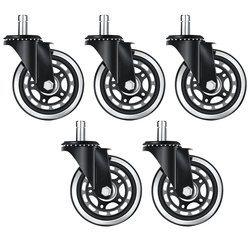 

NEW-5Pcs Office Chair Wheel Replacement Office Chair Caster 2.5 Inch Game Chair Universal Wheel Soft Safe Rollers(10X22)