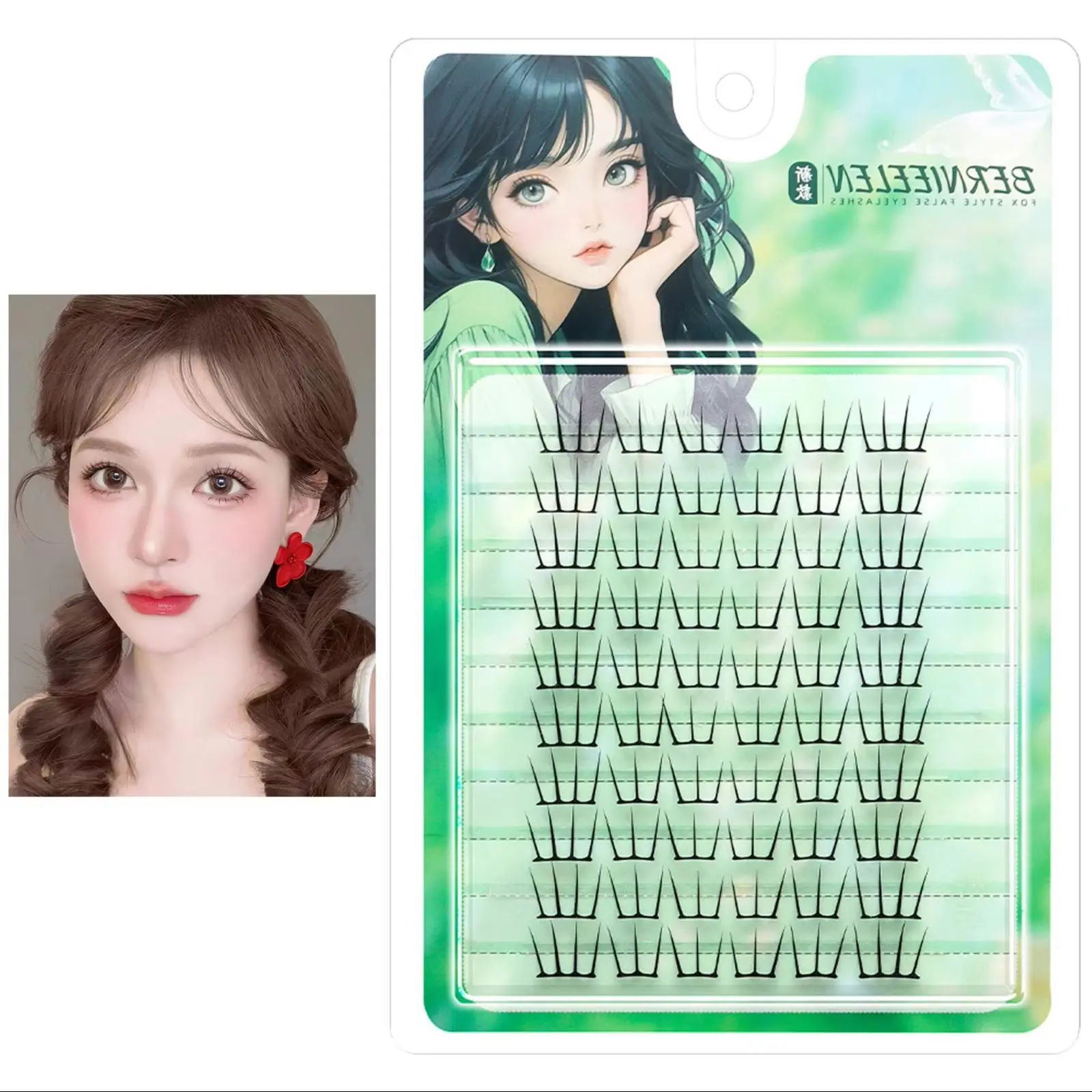 

No Glue Need Korean False Eyelashes Reusable Black Stem Eyelash Clusters U shaped Individual Lash Extension