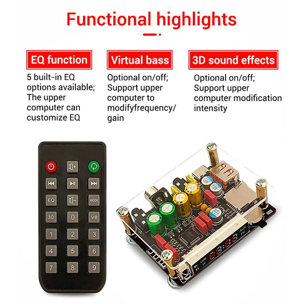 Bluetooth DSP Tuning Adapter bezprzewodowy Audio DAC USB płyta dekodera BP1048B2 MP3 WAV WMA dla wzmacniacza