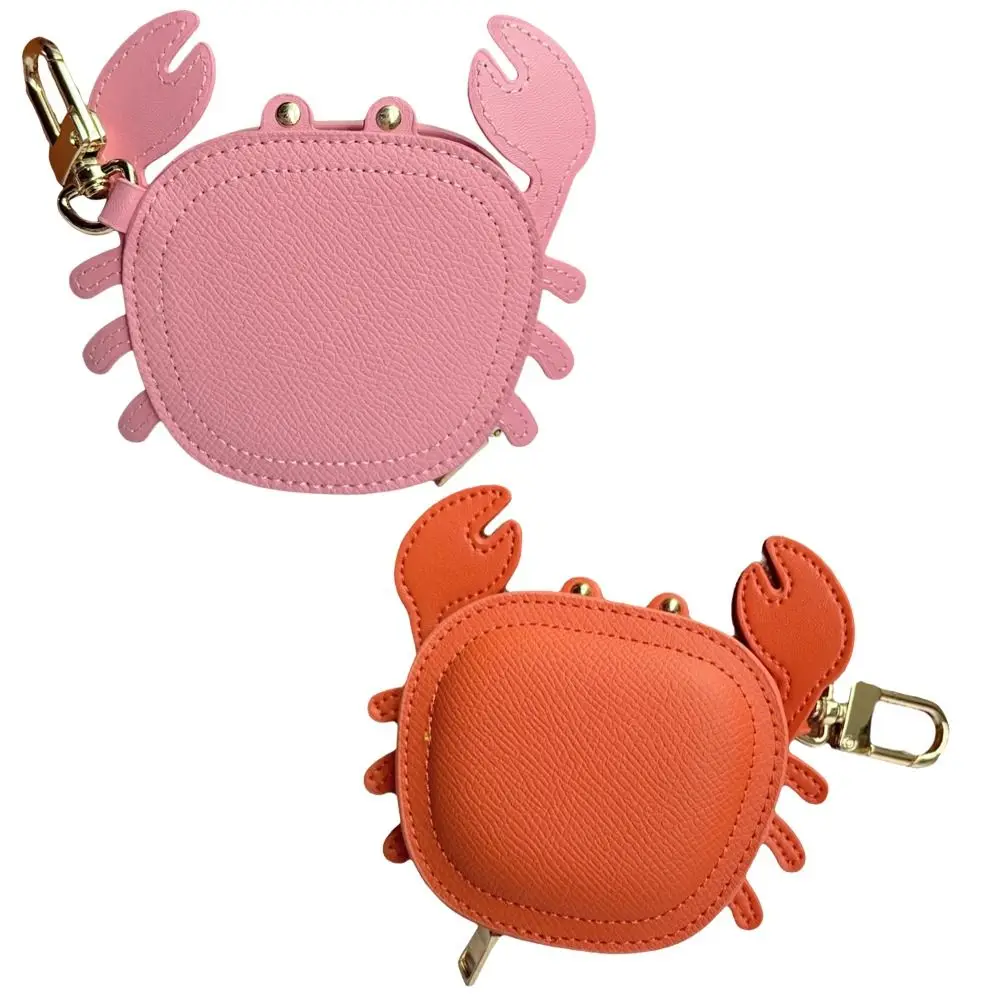 Microfiber Leather Crab Coin Purse Cartoon Zipper Closure Mini Wallet Pouch Compact Design Handbag Charm For Backpack Decoration