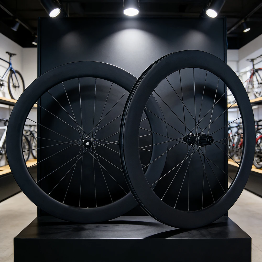 

700C 60mm Road Bike UD Full Carbon Fibre Bicycle Thru Axle Center lock Disc brake Wheelset clincher tubeless rims Ratchet wheel