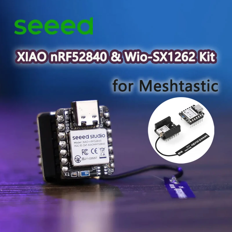 

Seeed XIAO nRF52840 & Wio-SX1262 Kit for Meshtastic, LoRa 862-930MHz,868MHZ,915MHz,Microcontroller Bluetooth, Integrated Antenna