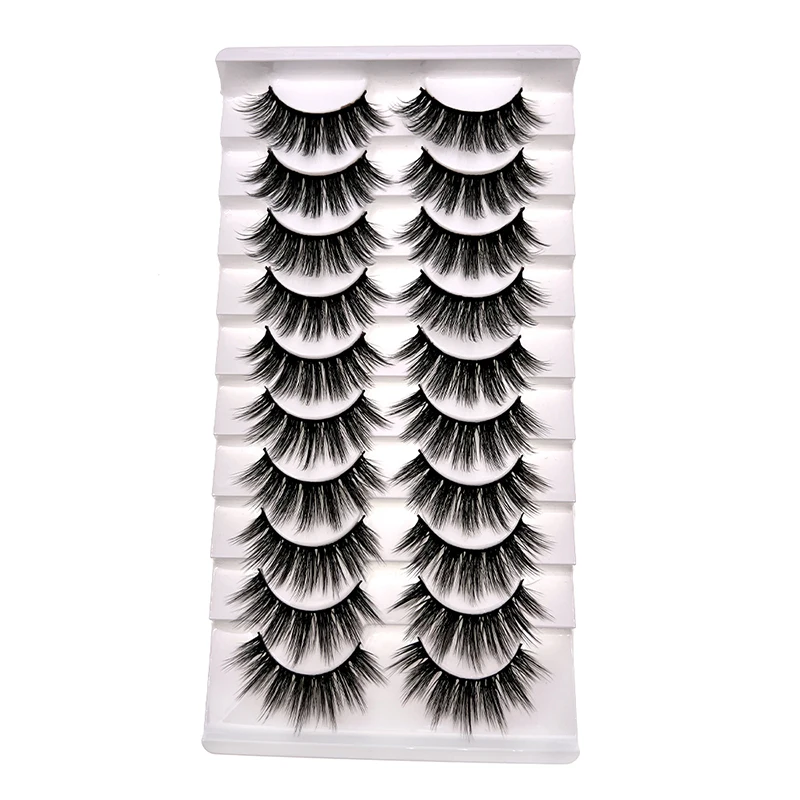 HOLLYLASH 10 Paare/los 3D Faux Silk Wimpern Sanft Falsche Wimpern 100% Handgemachte Hohe-qualität Reusable Wimpern