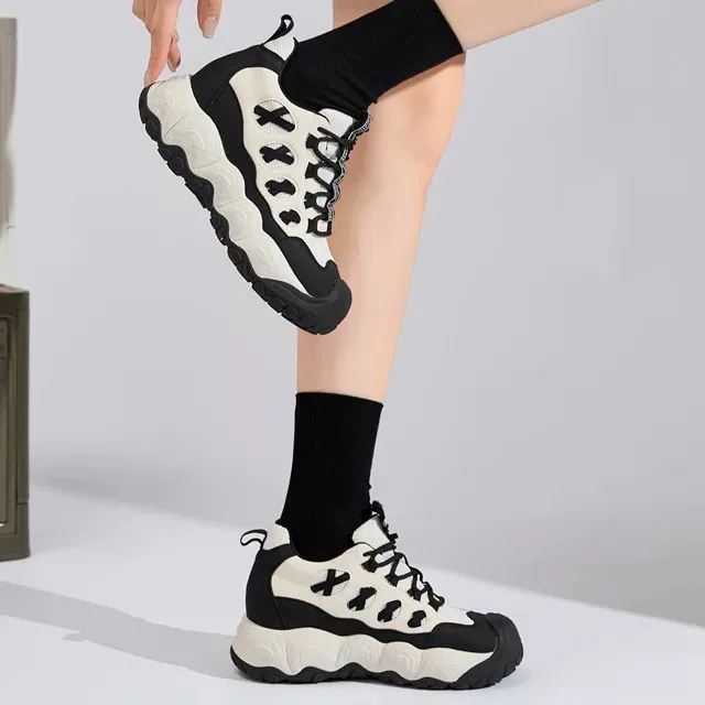 

Women's Outdoor Hiking Shoes Breathable Mesh Thick Bottom Leather Ugly Cute Summer Shoes Low Cut round Toe Business Casual