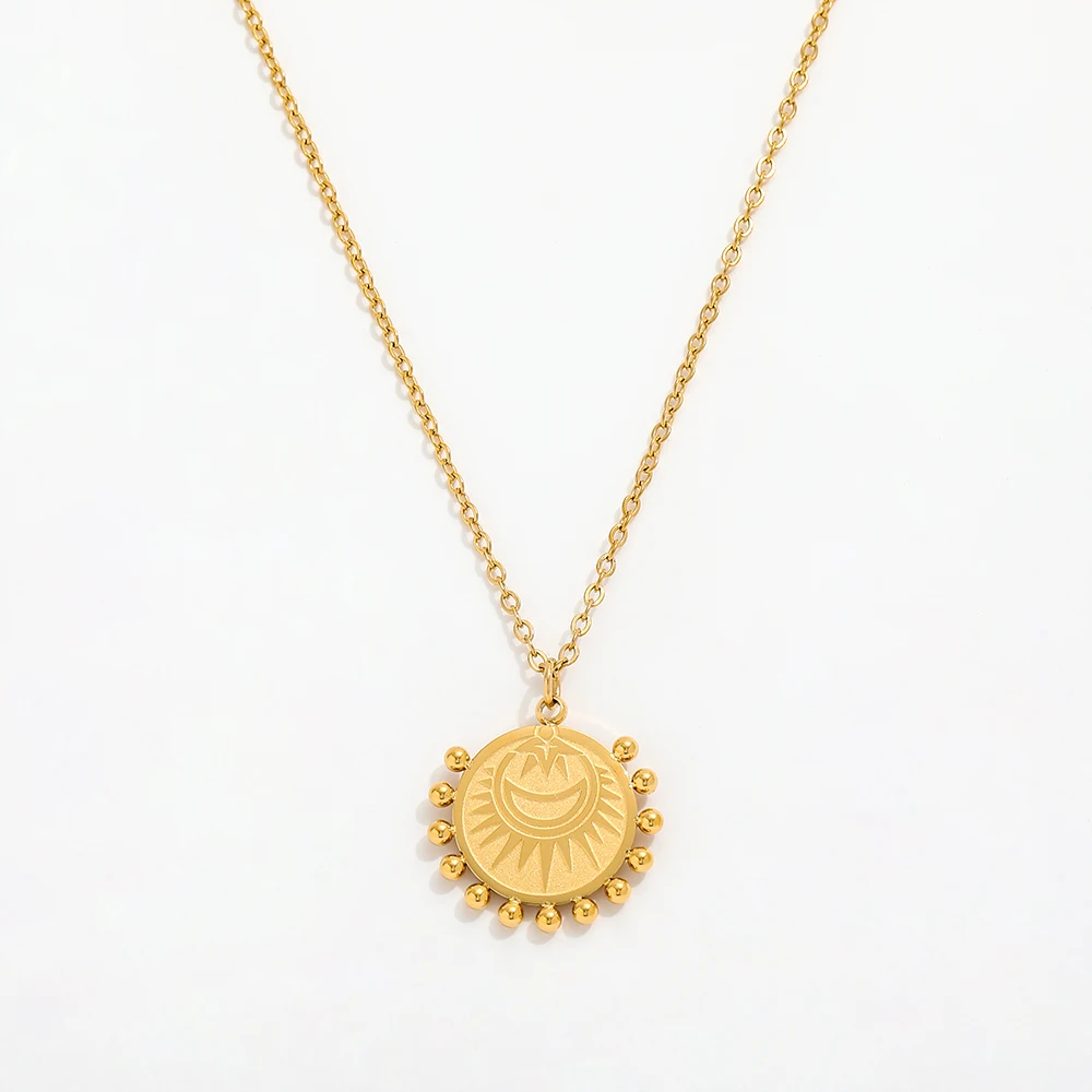 

Joolim Jewelry High End PVD Wholesale No Fade Entry Lux Sunflower Pendant Stylish Stainless Steel Necklace For Women