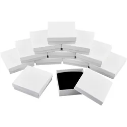 12 Pcs Cardboard Jewelry Box Milk White Square Paper Gift Case for Pendants Necklaces Bracelet Gift Packaging Shipping