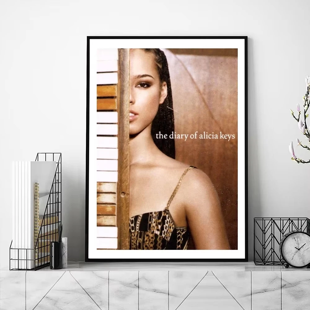 Alicia Keys Singer Poster Gallery Prints Self Adhesive Home Decor Decoration Wall Decals Living Room