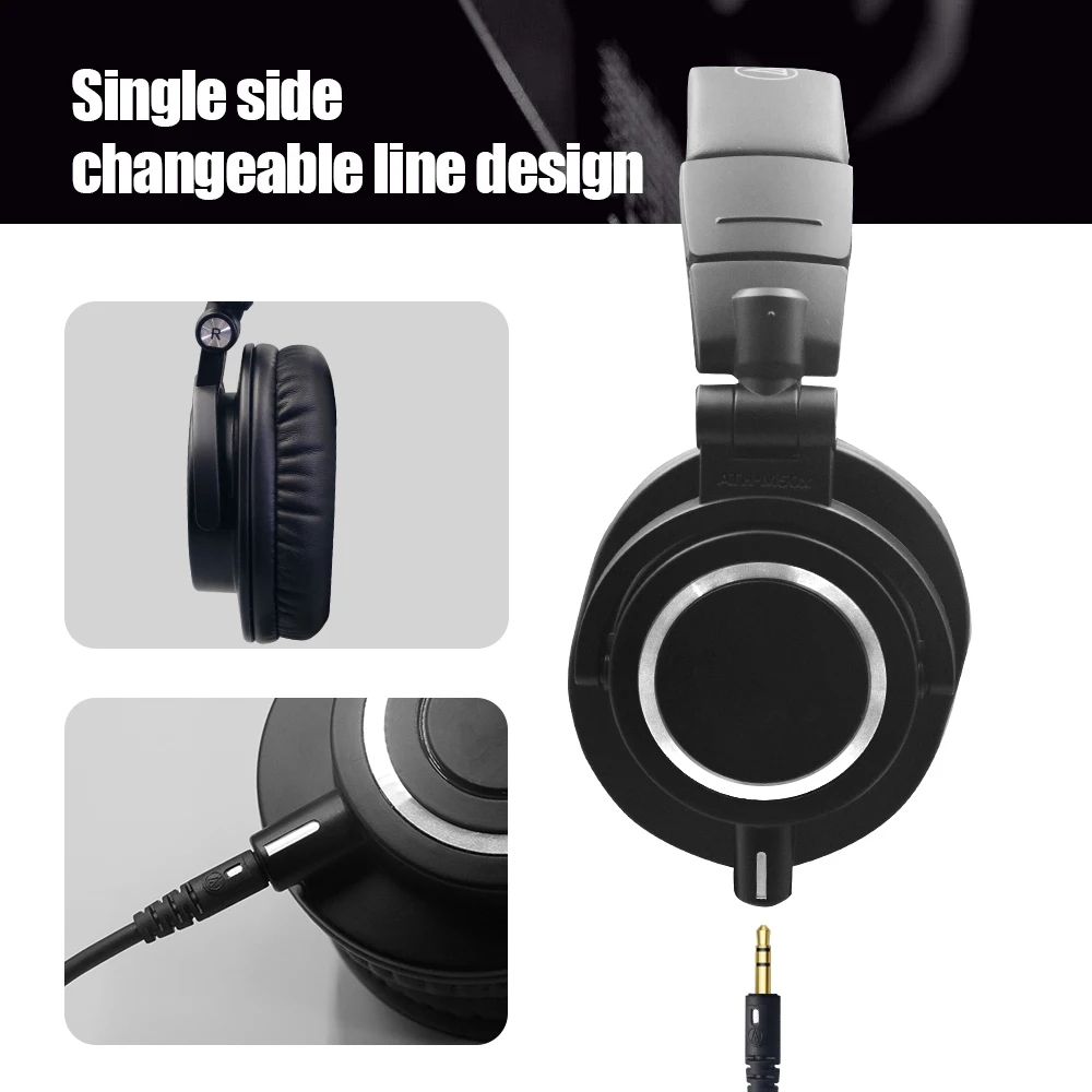 ATH-M50x Professional Monitor Headphones Closed-back Dynamic Over-ear HiFi Headsets Foldable Earphones G