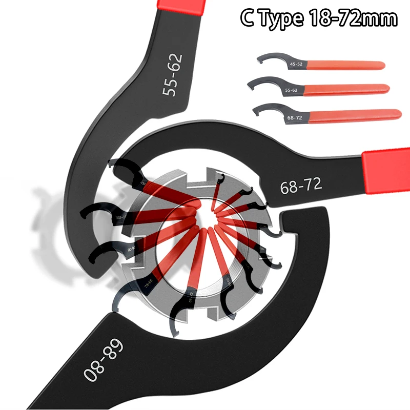 

1 Piece 18-72mm Toolholding Top Treatment For Round Nut C Type Comfort Grip Hook Wrench Spanner DIY Accessories