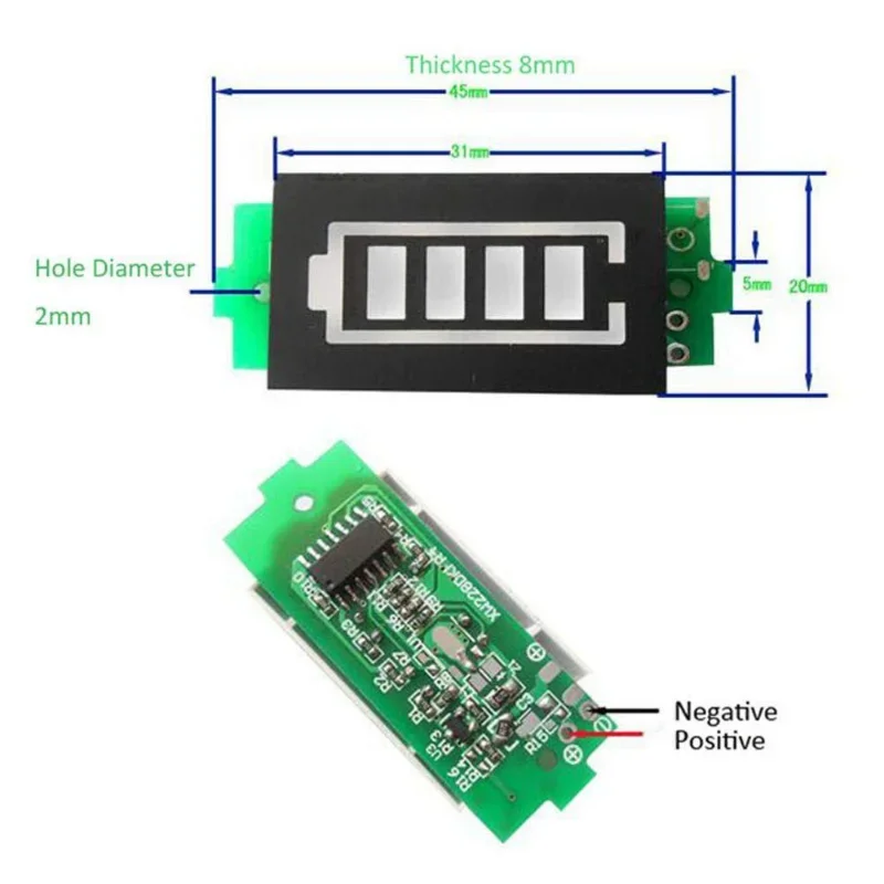 1S 2S 3S 4S Single 3.7V Lithium Battery Capacity Indicator Module 4.2V Blue Display Electric Vehicle Battery Power Tester Li-ion