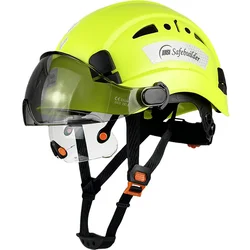 CR08 Construction Safety Helmet With Build In Visor For Engineer ABS Hard Hat Vented ANSI Industrial Work Cap Head Protection