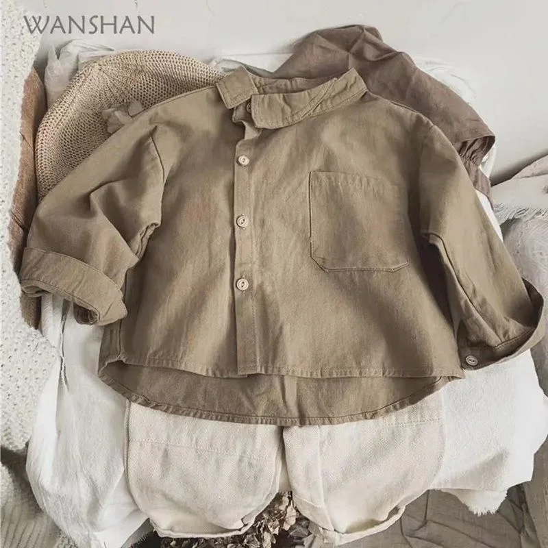 Boys Baby\'s Kids Blouse Jacket Outwear 2023 White Spring Autumn Shirts Cotton Gift Plus Size Children\'s Clothing