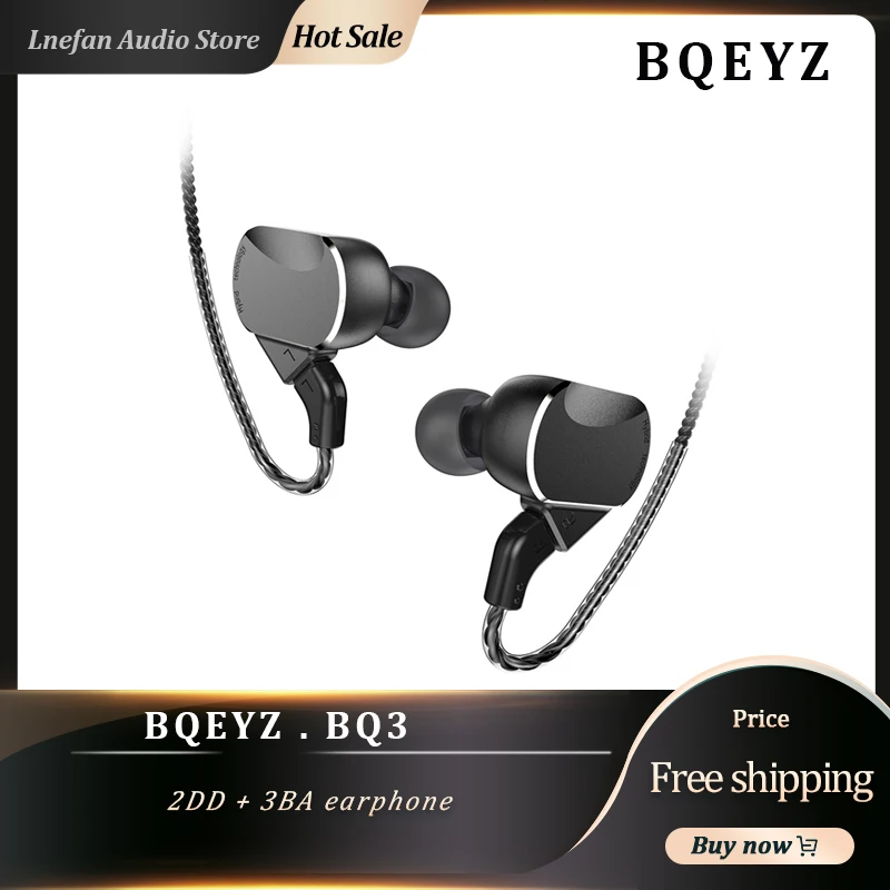 

BQEYZ BQ3 3BA+2DD Hybrid Drive In Ear Earphones Earbud HIFI Bass DJ Monito Running Sport Earphone Earplug Headset Earbud