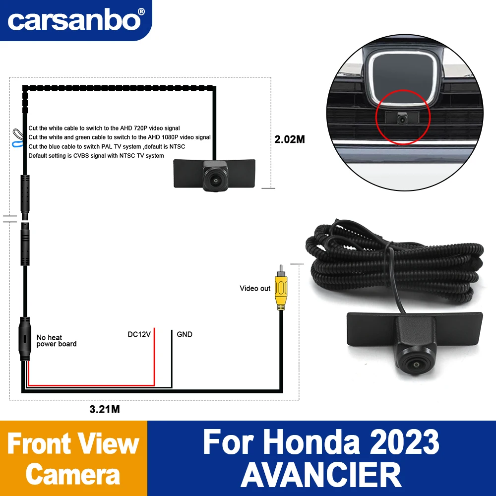 Carsanbo For Honda 2023 AVANCIER Front View Camera Car Waterproof Night Vision Fisheye Vehicle OEM Camera