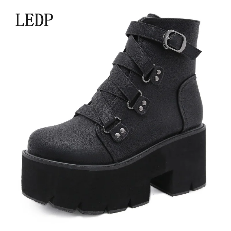 LEDP thick soled women's ankle boots 2025 spring Europe and the United States new thick soled explosive high heel ankle boots