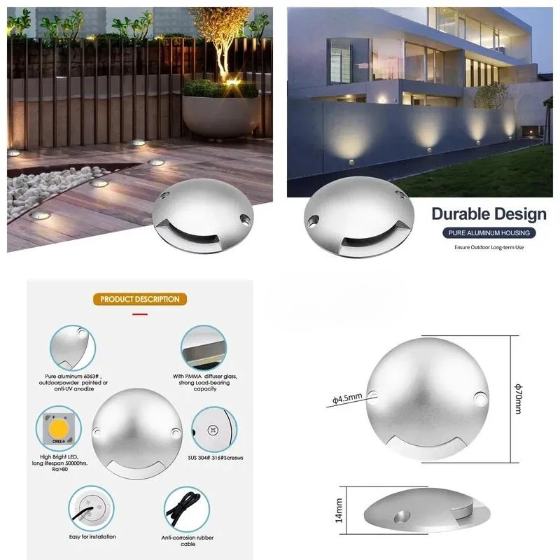 for   Dimmable LED Step Light IP67 Waterproof 12V 24V  Aviation Aluminum Embedded Modern Indicator