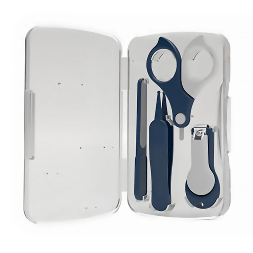 

1Set Baby Nail Clipper Safe Manicure Pedicure Kit Ergonomic Scissors File Tweezers Infant Grooming Kit Rust-Free Non-Slip