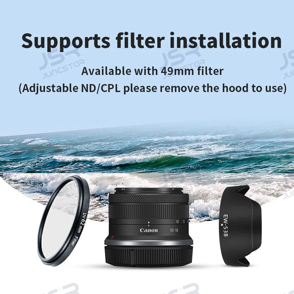 Подходит для светового экрана Canon RF-S 10-18 мм для замены легкого сверхширокоугольного объектива EW-53B 10-18 F4.5-6.3 IS STM.