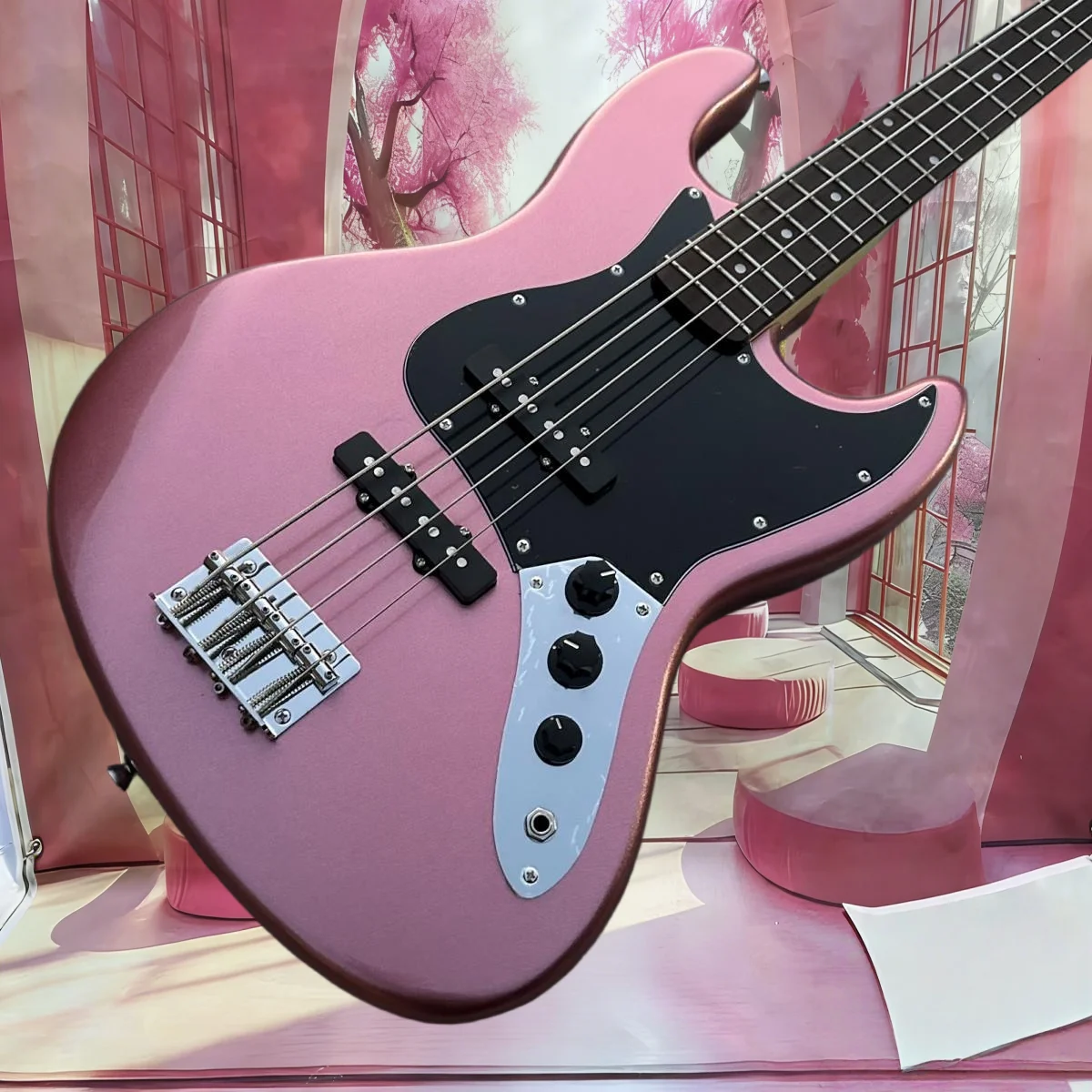 

Электрогитара Pink Bass с корпусом из ольхового дерева, фиксированный бридж, бесплатная доставка, подарок