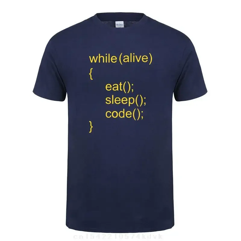 Funny Birthday Present For Men Dad Father Boyfriend Husband Cotton Java Programmer T Shirts While Alive Eat Sleep Code